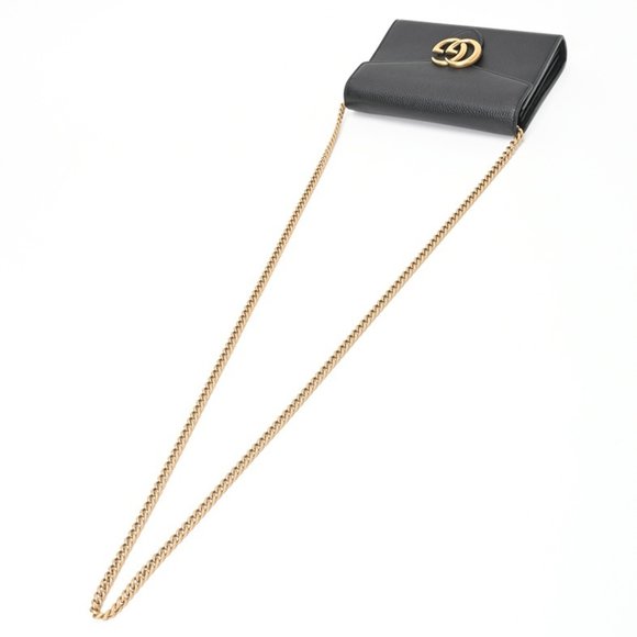 GUCCI GG Marmont Chain Wallet Shoulder Bag 779777 401232 Leather Black - Picture 2 of 10